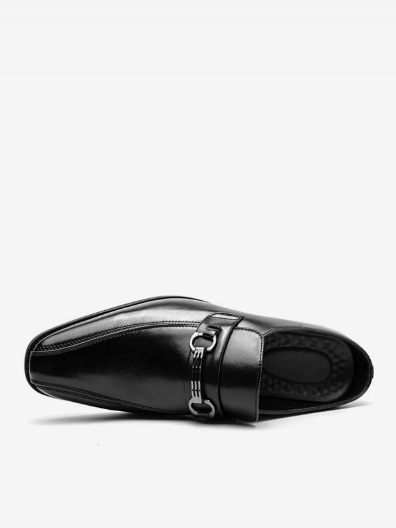 Herren-kleiderschuhe Modische Slip-on-slipper Aus Pu-leder Mit Runder Zehenpartie - Schwarz