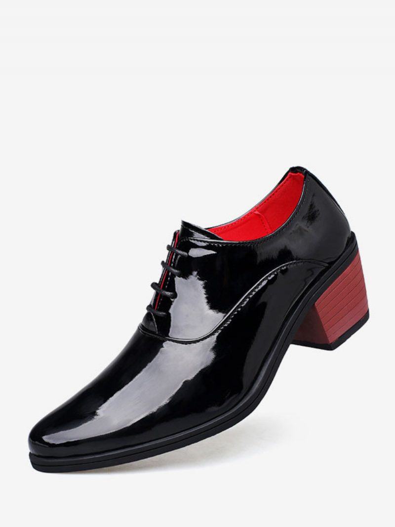 Herren-kleiderschuhe Oxford Spitze Zehenpartie Lackleder Abschlussball Party Hochzeit - Schwarz