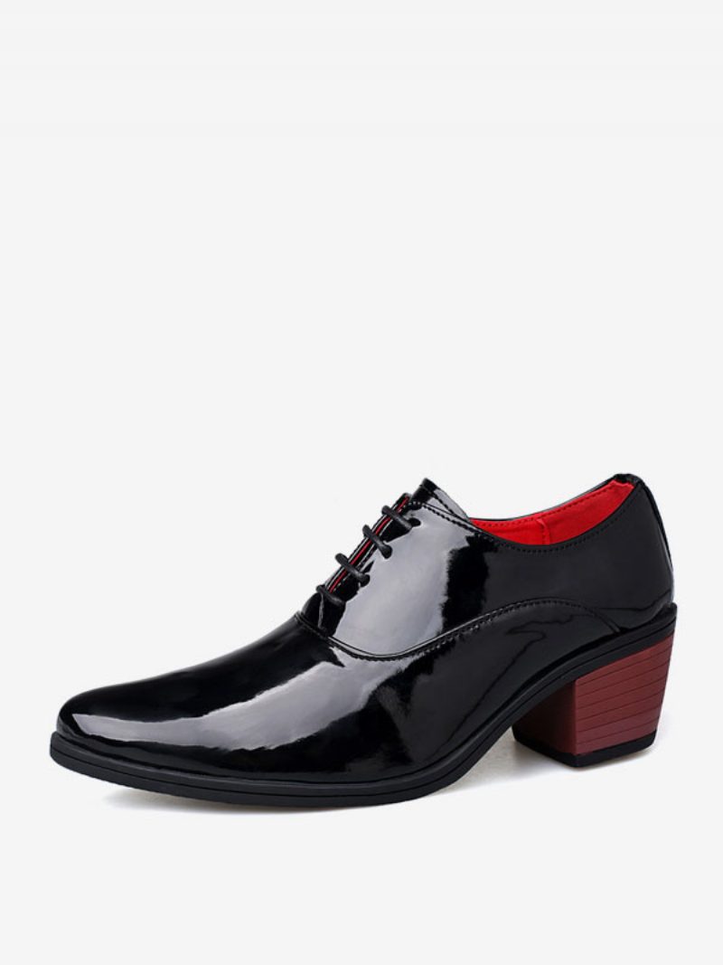 Herren-kleiderschuhe Oxford Spitze Zehenpartie Lackleder Abschlussball Party Hochzeit - Schwarz