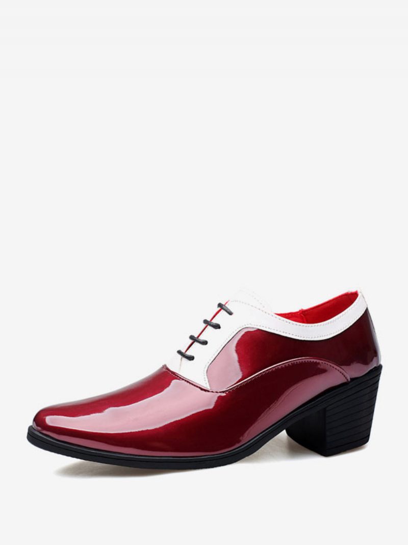 Herren-kleiderschuhe Oxford Spitze Zehenpartie Lackleder Abschlussball Party Hochzeit - Rot