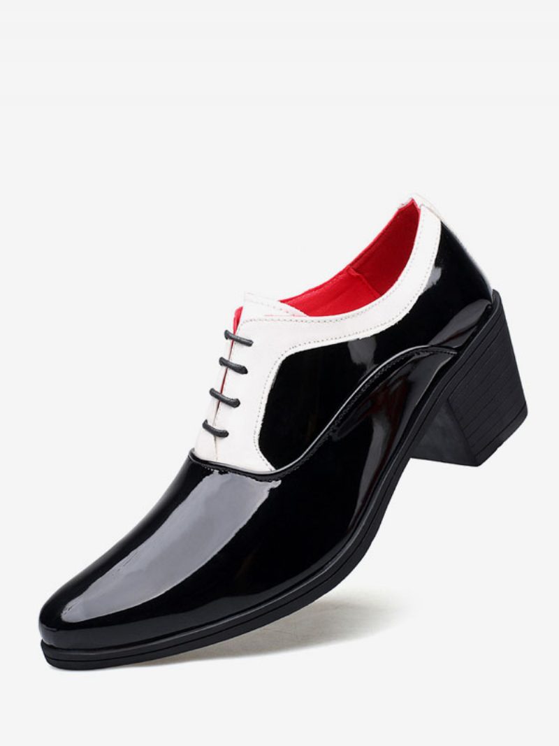 Herren-kleiderschuhe Oxford Spitze Zehenpartie Lackleder Abschlussball Party Hochzeit - Schwarz