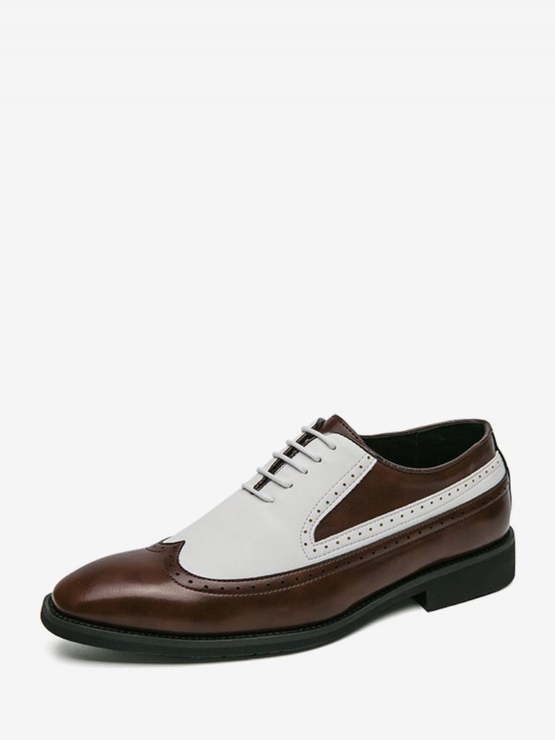 Herren-kleiderschuhe Runder Zehenriemen Verstellbar Pu-leder Oxford Abschlussball Party Hochzeit Bräutigam - Kaffeebraun