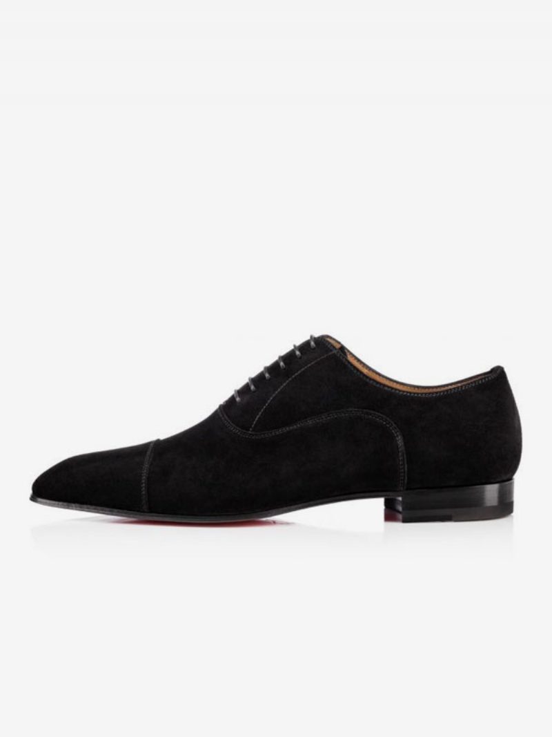 Herren-kleiderschuhe Schwarz Quadratische Zehenpartie Slip-on-schuhe Aus Wildleder Oxford Für Abschlussball Hochzeit - Schwarz