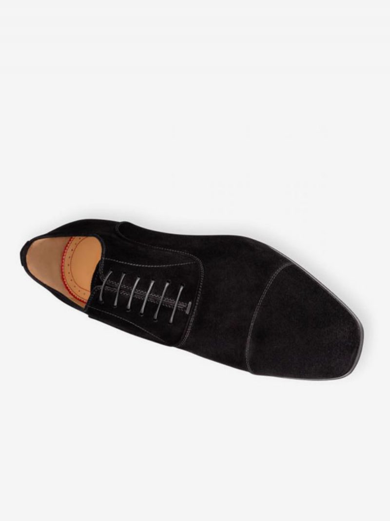 Herren-kleiderschuhe Schwarz Quadratische Zehenpartie Slip-on-schuhe Aus Wildleder Oxford Für Abschlussball Hochzeit - Schwarz