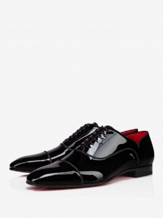 Herren-kleiderschuhe Schwarze Quadratische Zehenpartie Lackleder Derby Abschlussball Party Hochzeit