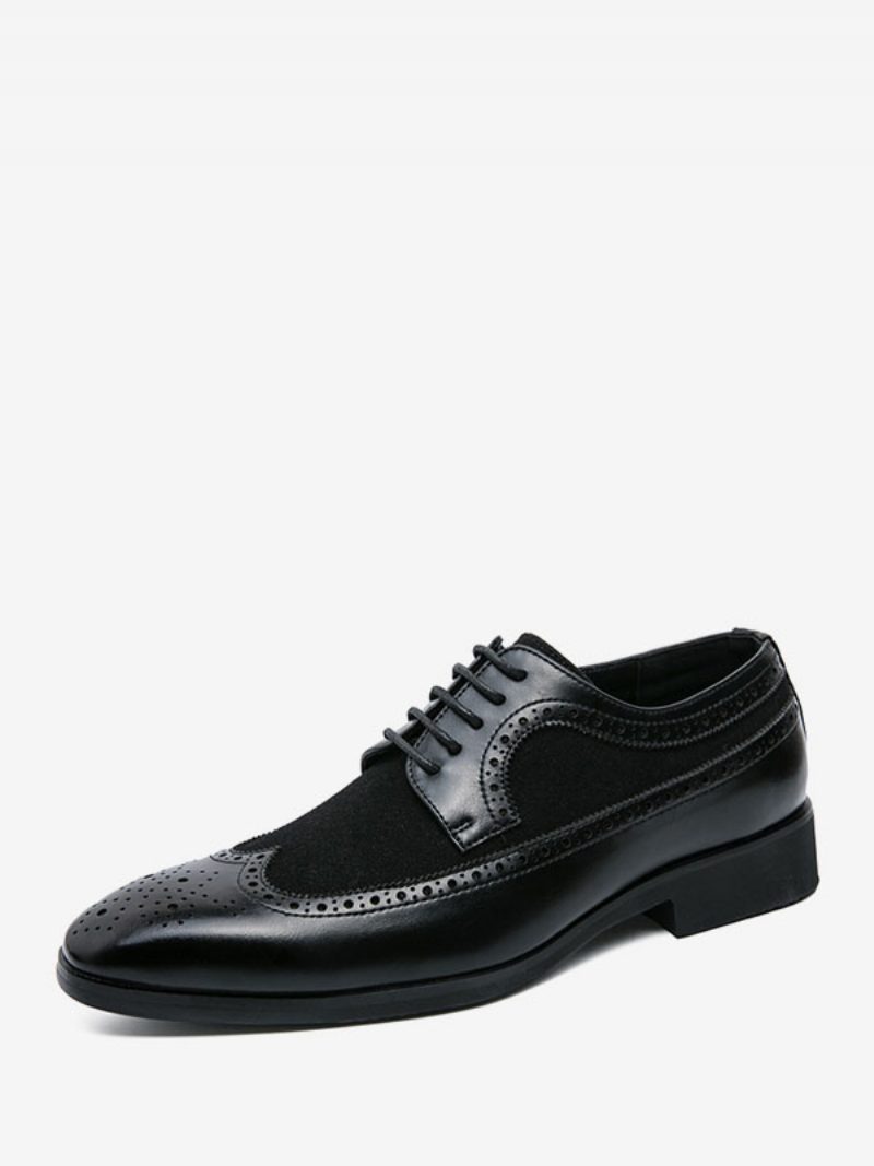 Herren-kleidschuhe Modisch Runder Zehenbereich Schnürung Pu-leder Oxford Abschlussball Party Hochzeit - Schwarz