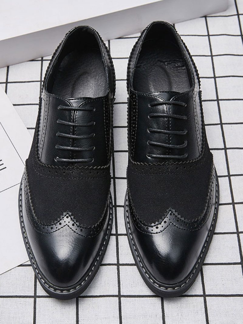 Herren-oxford-kleid Mit Farbblock-design Formelle Oxford-schuhe Für Anlässe - Schwarz