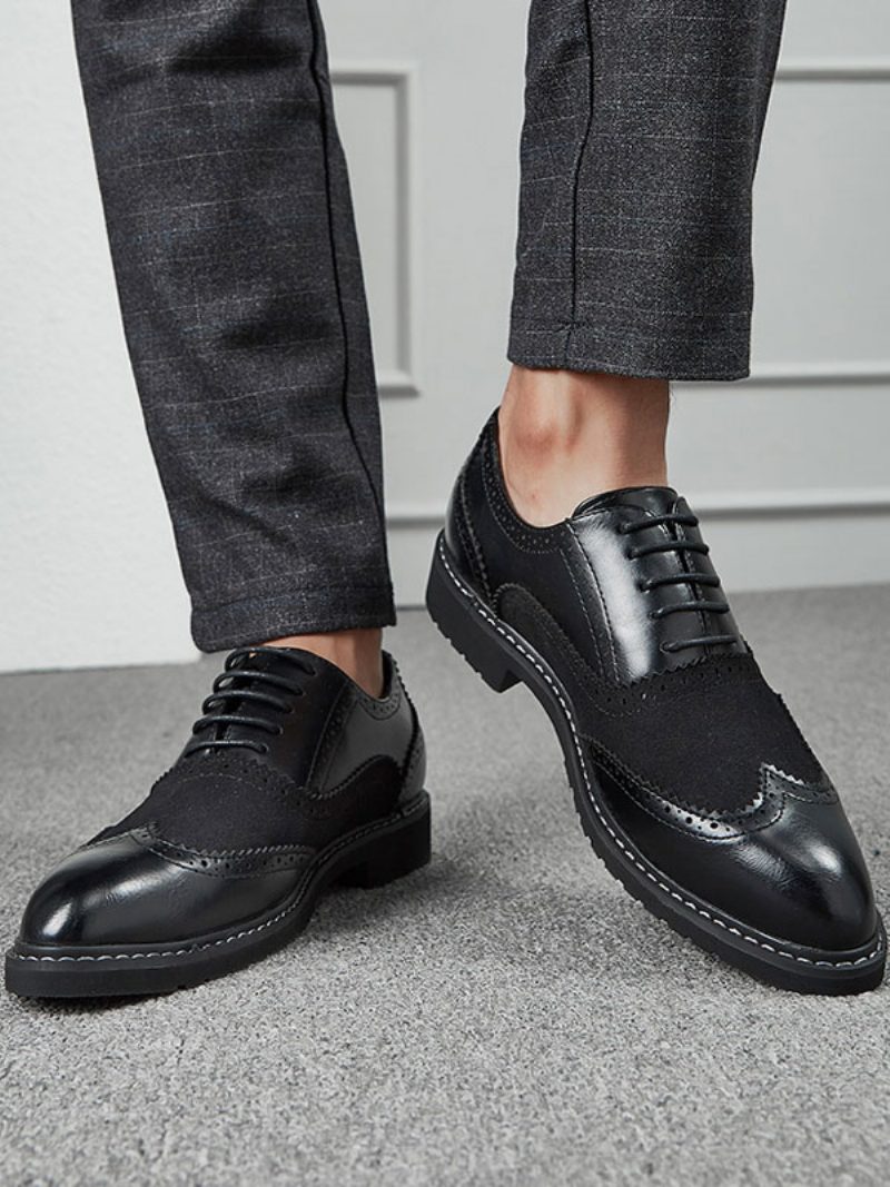 Herren-oxford-kleid Mit Farbblock-design Formelle Oxford-schuhe Für Anlässe - Schwarz