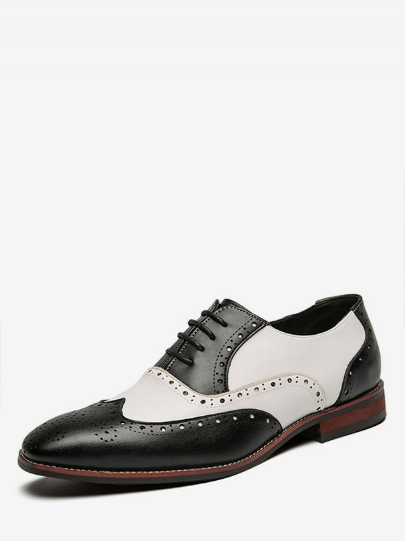 Oxfords-schuhe Für Herren Moderner Runder Zehenriemen Verstellbare Pu-leder-flügelspitzen-schuhe Brogues-schuhe