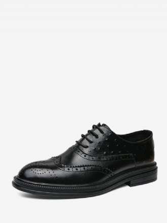 Schwarze Oxford-schuhe Für Herren Runde Zehenpartie Schnür-kleid Bräutigam-schuhe