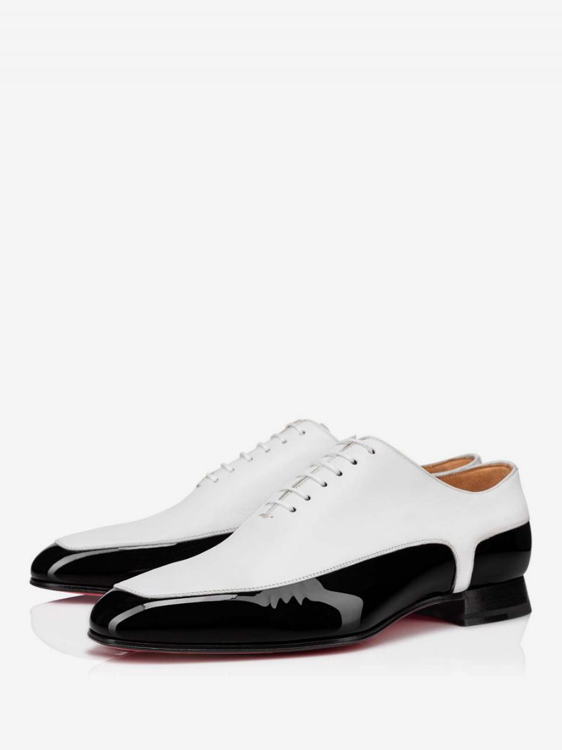 Zweifarbige Oxford-schuhe Für Herren Aus Schwarzem Lackleder Formelle Schuhe Den Abschlussball Und Hochzeit