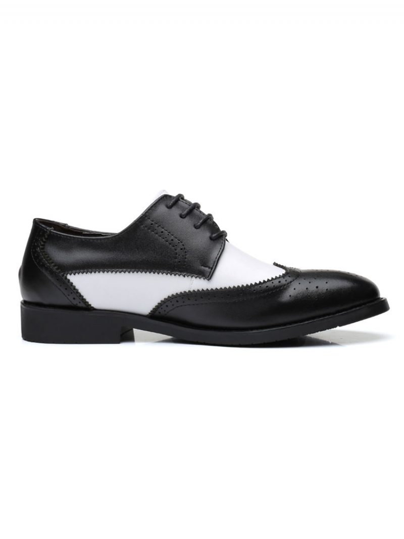 Zweifarbige Wingtip-derbys Für Herren Formelle Hochzeitskleid-derby-schuhe Schwarz - Schwarz