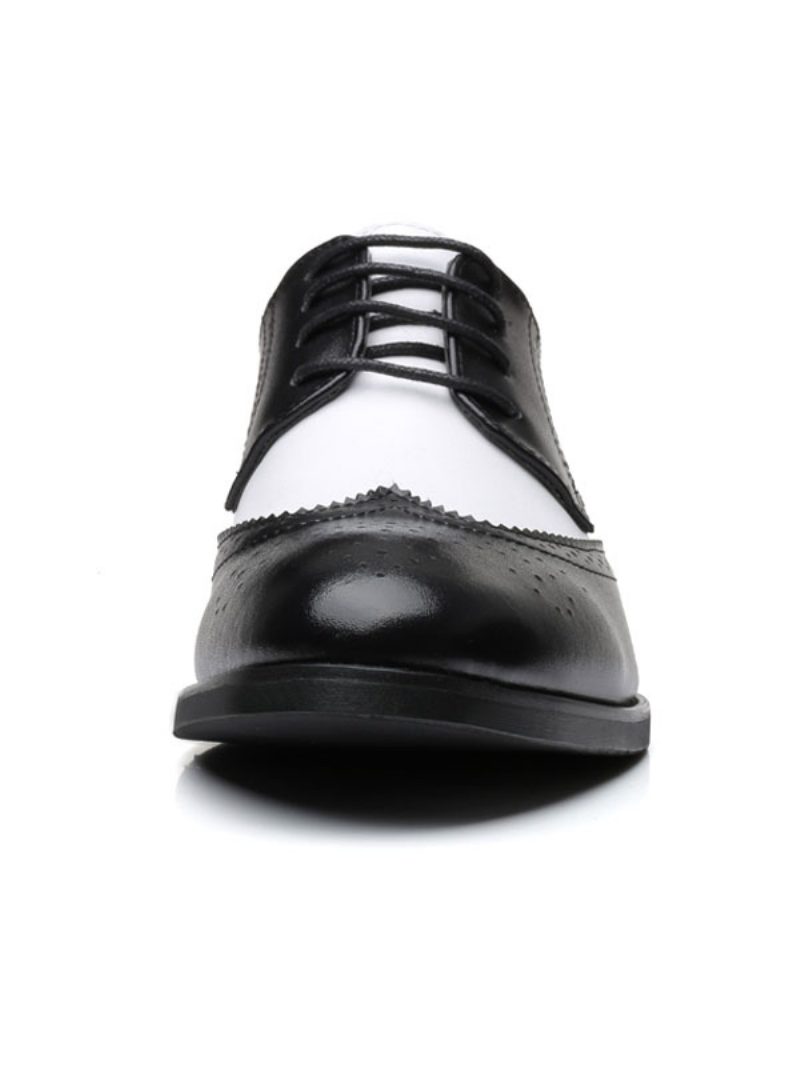 Zweifarbige Wingtip-derbys Für Herren Formelle Hochzeitskleid-derby-schuhe Schwarz - Schwarz