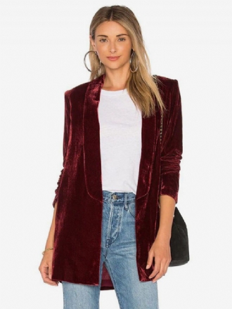 Blazer Für Damen Velours Lange Ärmel Einfarbig Maßgeschneiderte Jacke