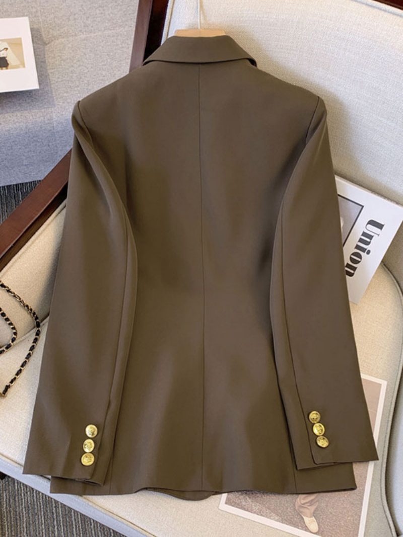 Blazer-jacke Zweireihig Herbst-chic-oberbekleidung Für Damen - Kaffeebraun