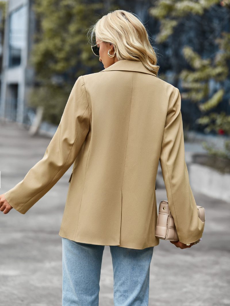 Damen-blazer Modisch Umlegekragen Lange Ärmel - Khaki