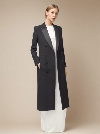 Extra Langer Blazer Für Damen Revers Einfarbig Herbst- Und Frühlingsoberbekleidung