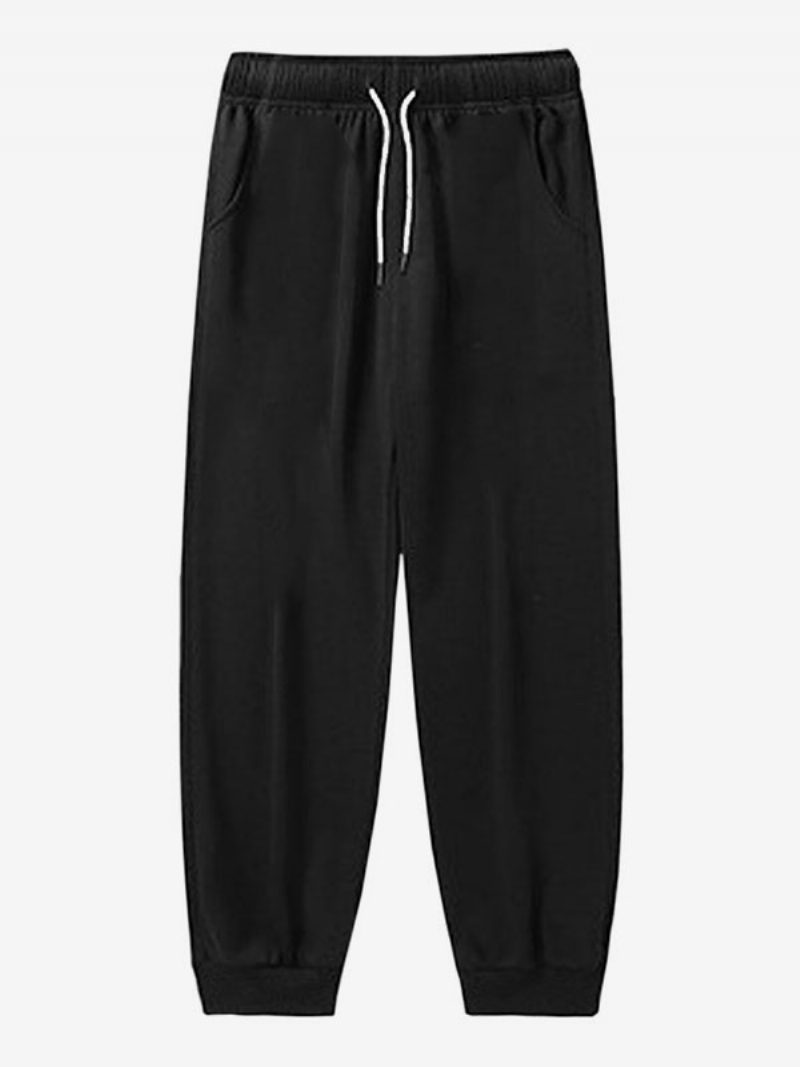 Bequeme Herrenhose Mit Natürlicher Taille Konischer Passform Schwarze Jogginghose - Schwarz