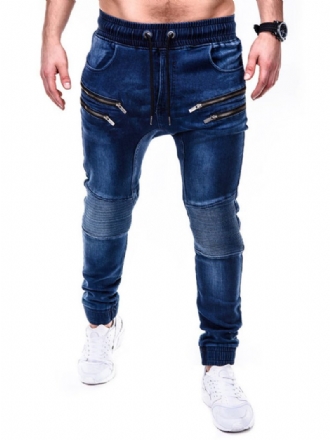 Herren-jeans Schickes Distressed-antik-design Dünne Blaue Denim-hosen