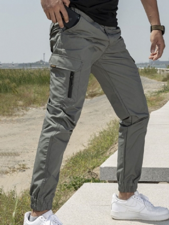 Herrenhose Bequeme Natürliche Taille Gerade Cargohose Grüne Hose