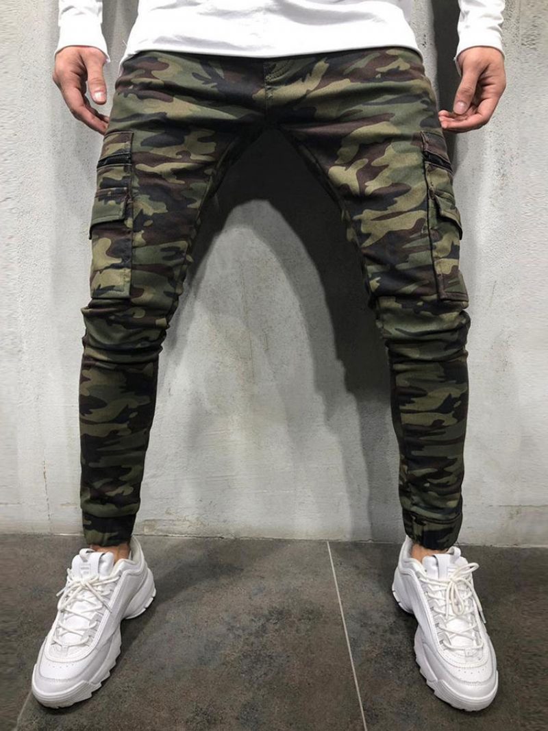 Herrenhose Casual Camouflage Skinny Hunter Green