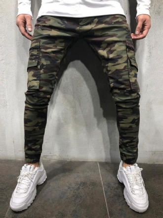 Herrenhose Casual Camouflage Skinny Hunter Green