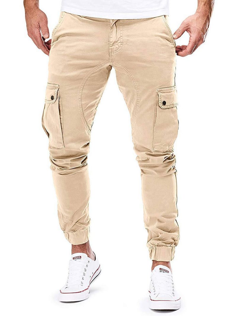 Herrenhose Lässige Schmal Zulaufende Jogginghose Jägergrüne Hose - Khaki