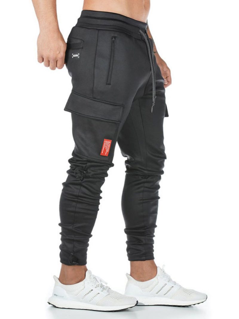 Herrenhose Schicke Schmal Zulaufende Jogginghose Schwarze Hose - Schwarz