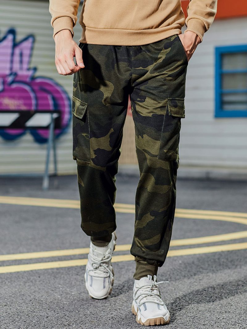 Hosen Für Männer Lässige Übergroße Camouflage-hosen Mit Erhöhter Taille Und Konischer Passform. Camouflage-herrenhosen