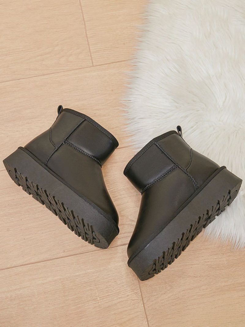 Damen-schneestiefel Aprikosen-winterstiefel Mit Runder Zehenpartie - Schwarz