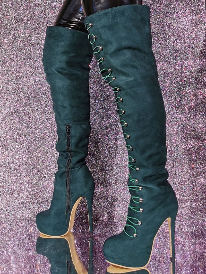 Damen-stiefel Mit Rundem Zehenbereich Stiletto-absatz Und Obermaterial Aus Micro-wildleder