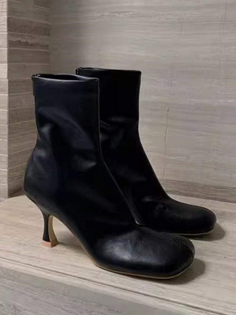 Damen-stiefeletten Mit Quadratischer Zehenpartie Und Stiletto-absatz - Schwarz