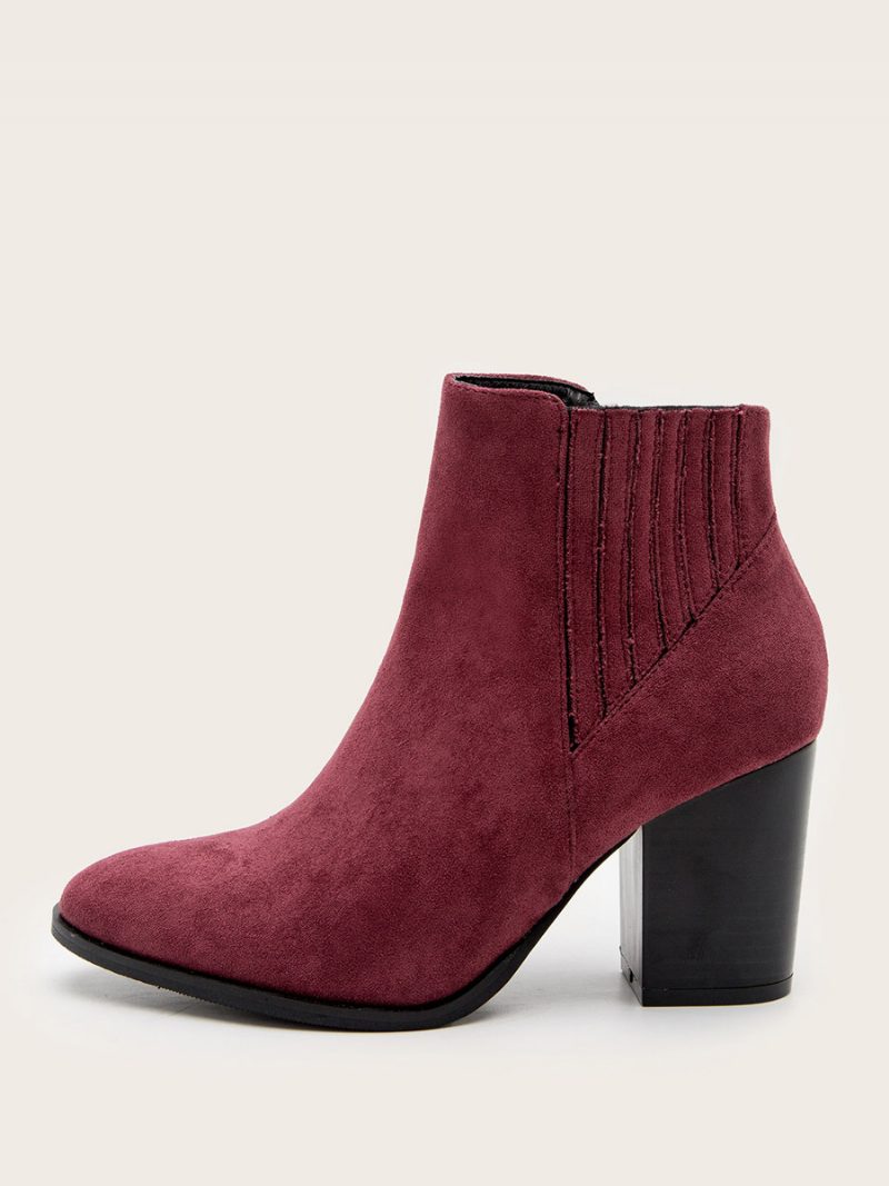 Damen-stiefeletten Mit Runder Zehenpartie Und Klobigem Absatz - Fuchsia