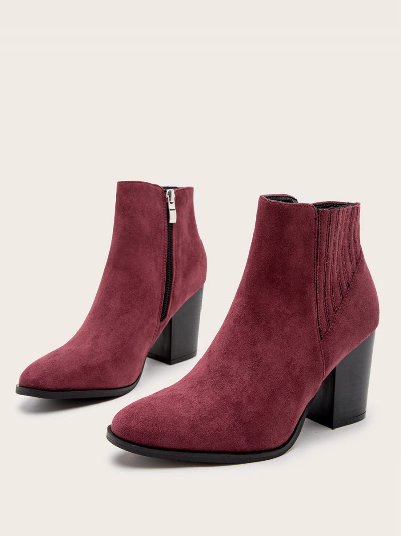 Damen-stiefeletten Mit Runder Zehenpartie Und Klobigem Absatz - Fuchsia