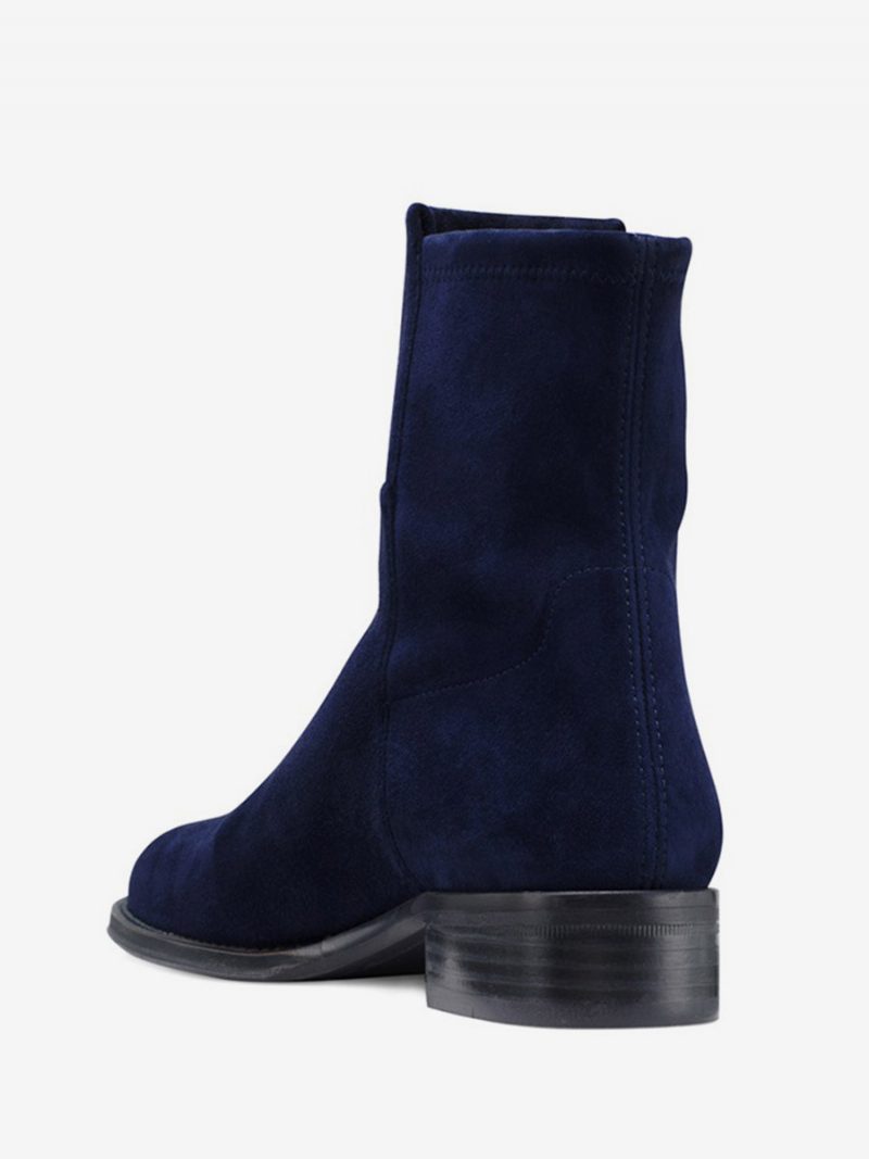 Damen Stiefeletten Mit Spitzer Zehenpartie Und Flachen - Blau