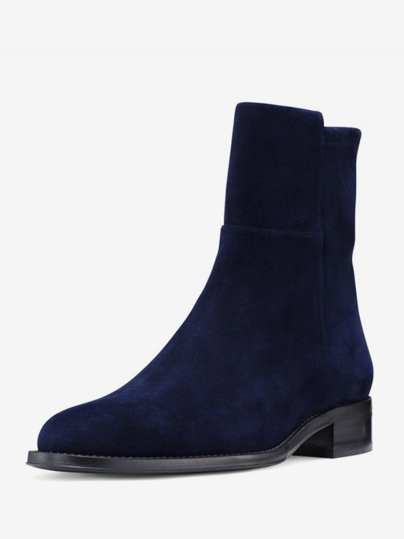 Damen Stiefeletten Mit Spitzer Zehenpartie Und Flachen - Blau