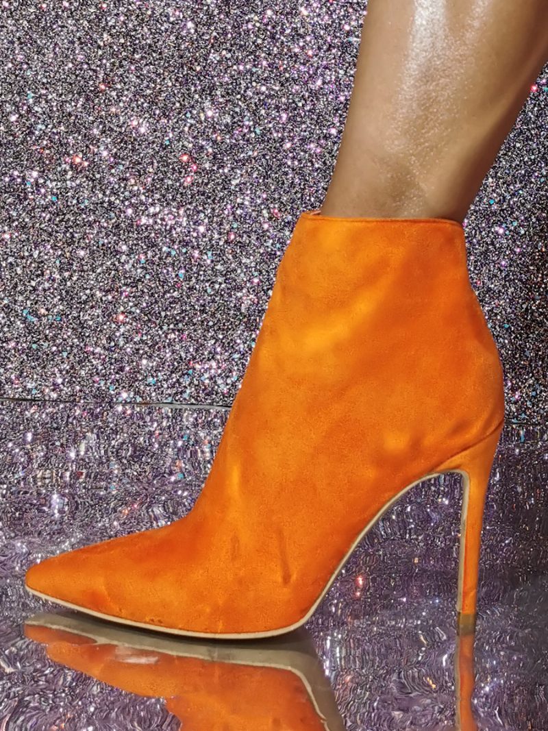 Damen-stiefeletten Mit Spitzer Zehenpartie Und Stiletto-absatz - Orange