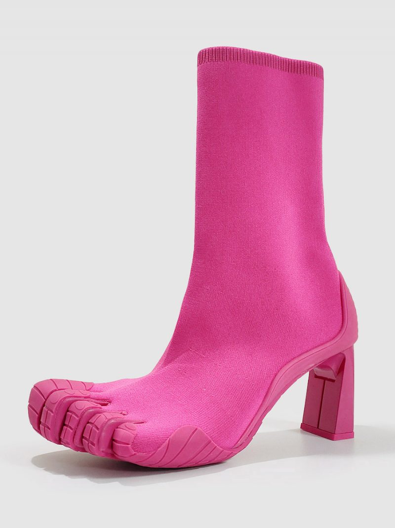 Damen-stiefeletten Weiß Speziell Geformte Fersenkappen Fünf-finger-stiefeletten - Rose