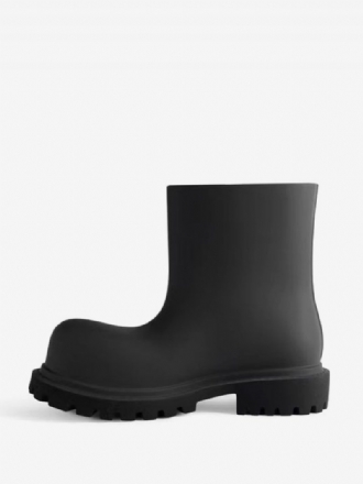 Damen- Und Mädchen-regenstiefel Schwarze Stiefeletten Mit Runder Zehenpartie