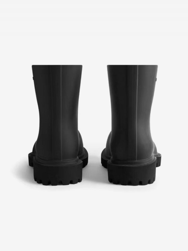 Damen- Und Mädchen-regenstiefel Schwarze Stiefeletten Mit Runder Zehenpartie - Schwarz