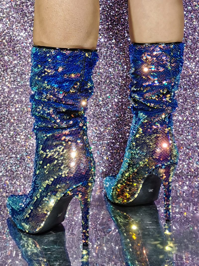 Glitzernde Slouch-stiefel Für Damen Mit Spitzer Zehenpartie Und Stiletto-absatz - Ombre