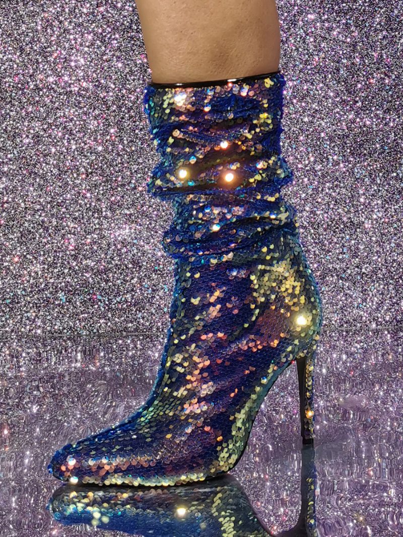 Glitzernde Slouch-stiefel Für Damen Mit Spitzer Zehenpartie Und Stiletto-absatz - Ombre