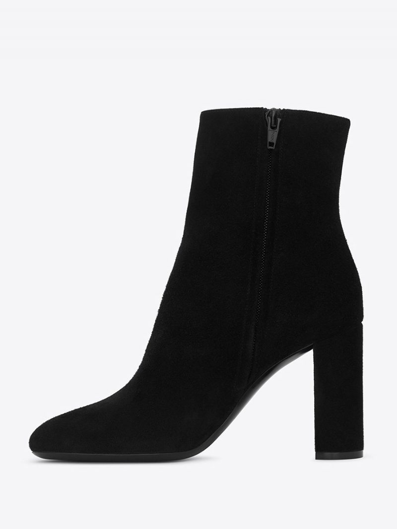 Schwarze Chelsea-stiefel Für Damen Mit Spitzer Zehenpartie Und Klobigem Absatz - Schwarz