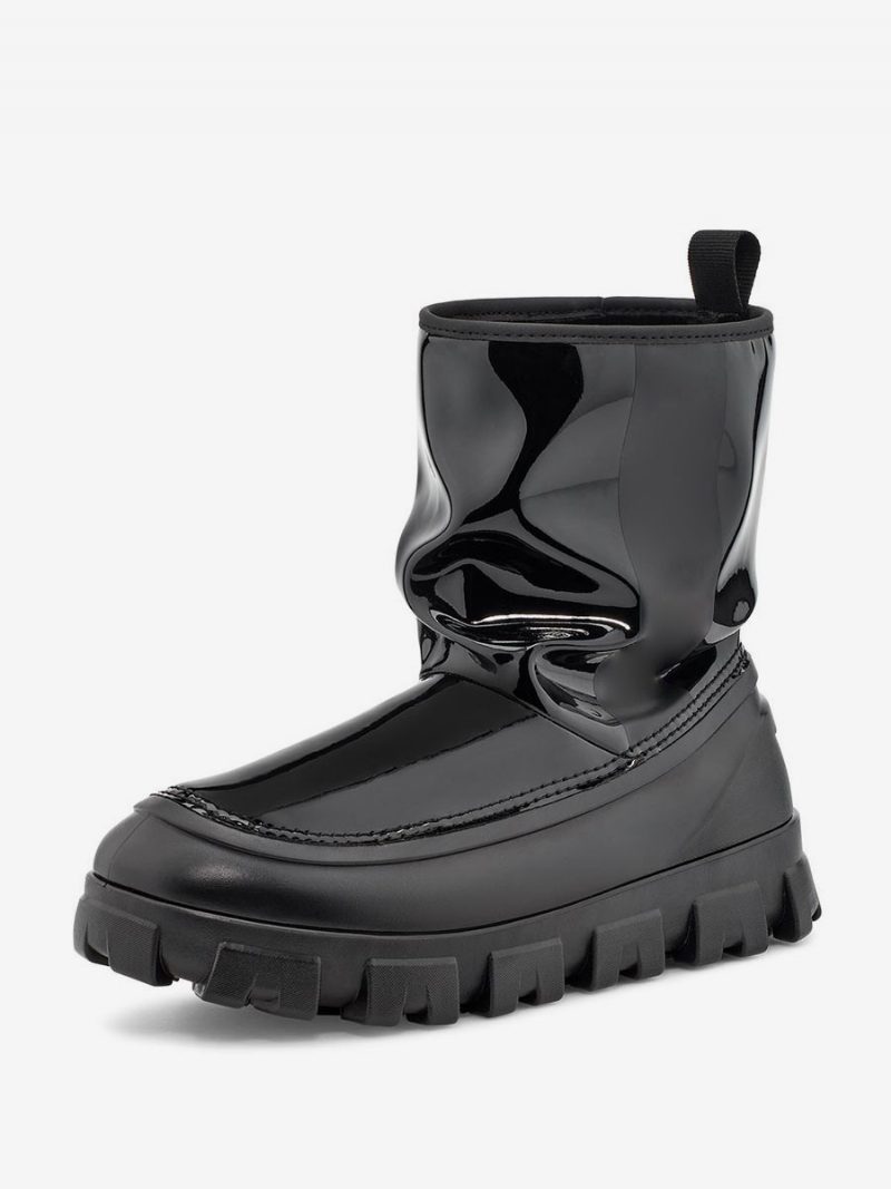 Schwarze Schneestiefel Damen Winterstiefel Mit Runder Spitze