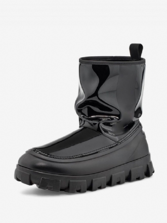 Schwarze Schneestiefel Damen Winterstiefel Mit Runder Spitze