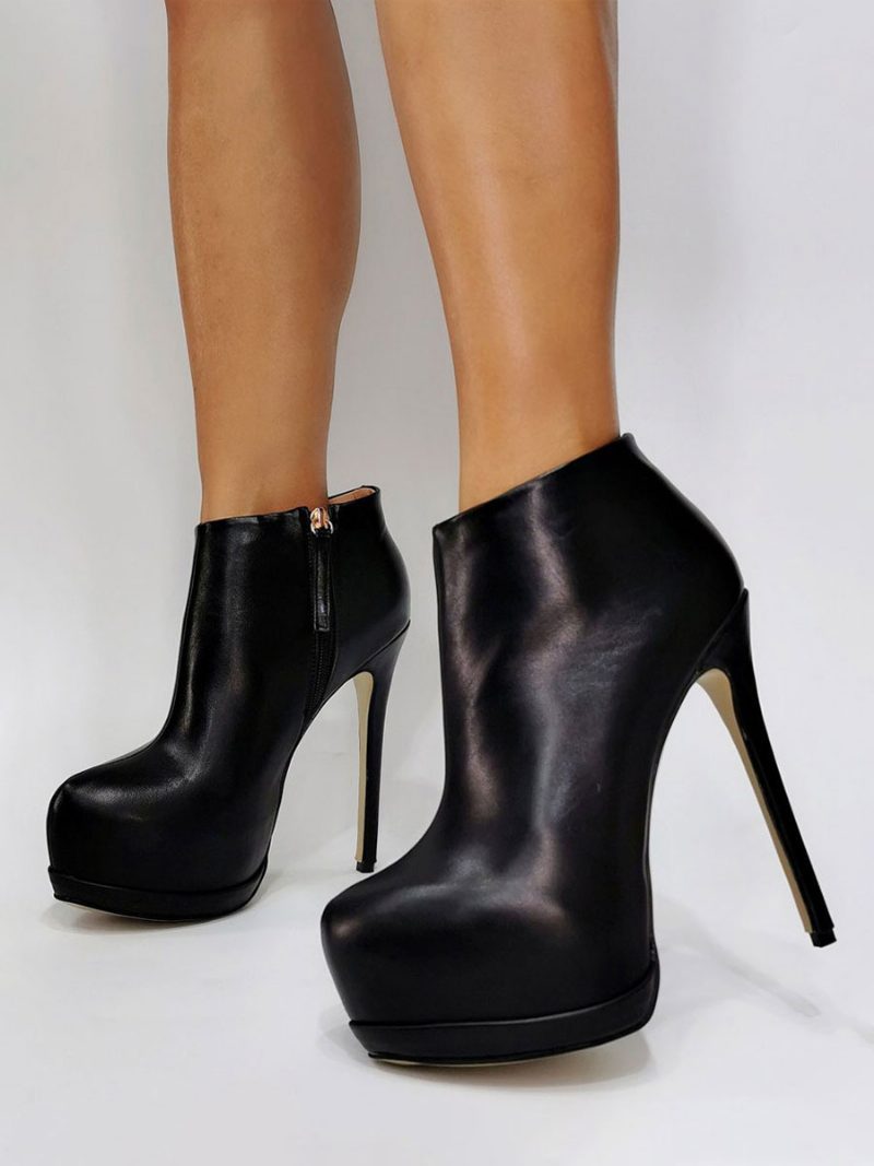 Sexy High-heel-stiefel Für Damen Runder Zeh Ausgestellter Absatz Ball Schwarze Oberschenkel-hohe Stiefel Schuhe Übergröße