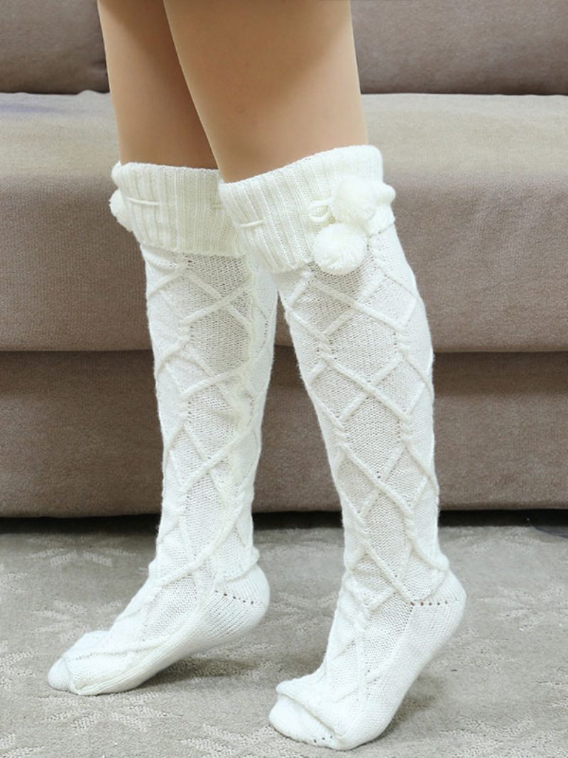 Graue Hochwertige Flauschige Strick-wintersocken Dick Warm Gemütlich Flauschig Calcetines Felpa Floor Invierno Damensocken - Weiß