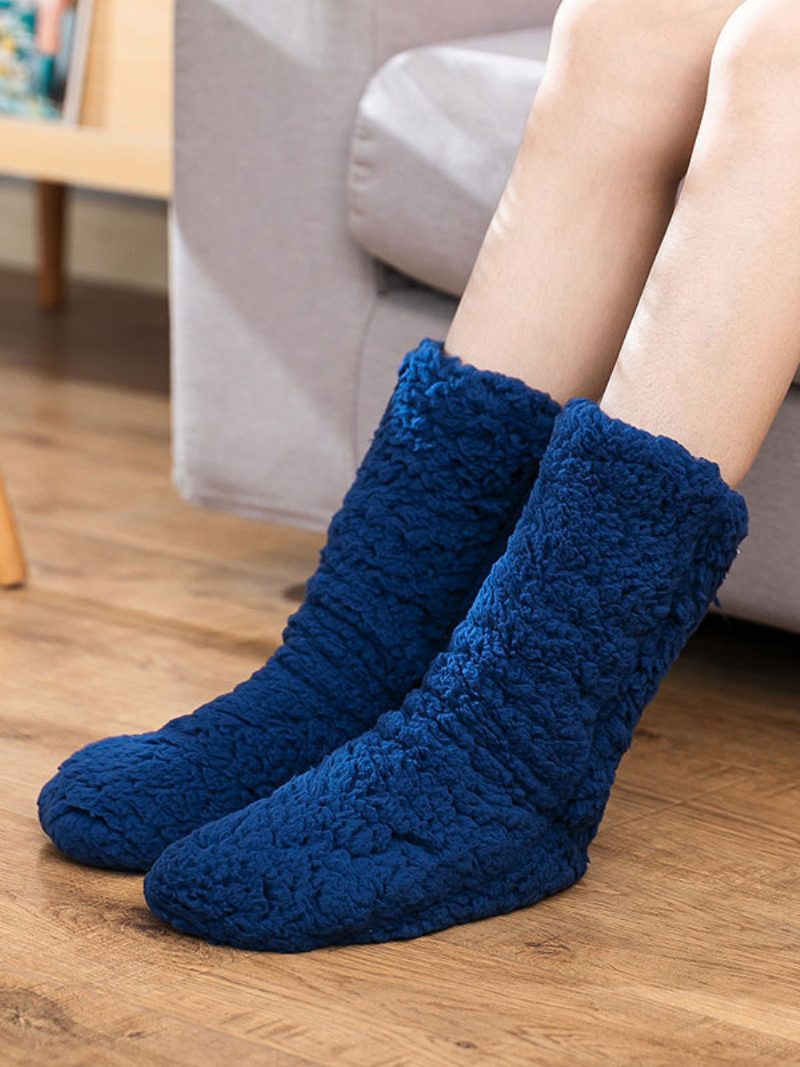 Schwarze Socken Hochwertig Flauschig Gestrickt Für Den Winter Dick Warm Gemütlich Calcetines Felpa Floor Invierno Damensocken - Dunkles Marineblau