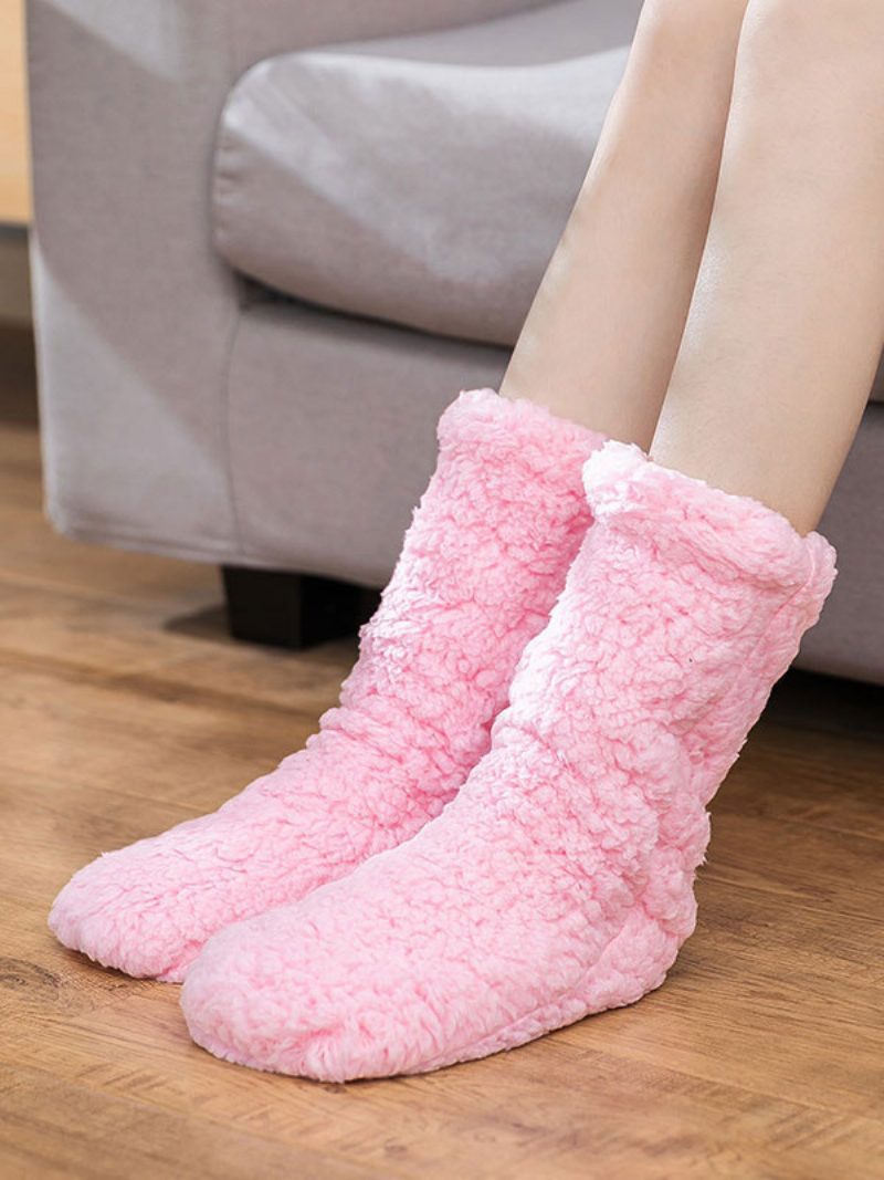 Schwarze Socken Hochwertig Flauschig Gestrickt Für Den Winter Dick Warm Gemütlich Calcetines Felpa Floor Invierno Damensocken - Rosa