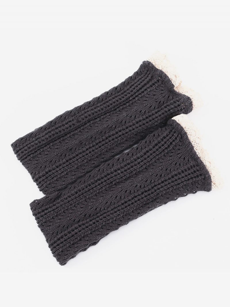 Schwarze Spitze Hochwertig Flauschig Gestrickt Für Den Winter Dick Warm Gemütlich Calcetines Felpa Floor Invierno Damensocken - Tiefgrau